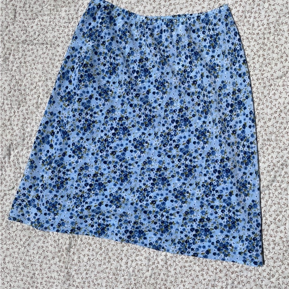 My Michelle knee length light blue with blue flowers skirt